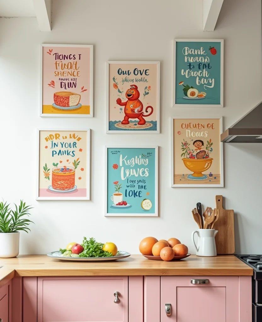 19 Playful Kitschy Kitchen Ideas That'll Make Cooking a Blast! 16 19 Playful Kitschy Kitchen Ideas That'll Make Cooking a Blast! - 3. Wall Art That Whimsical
