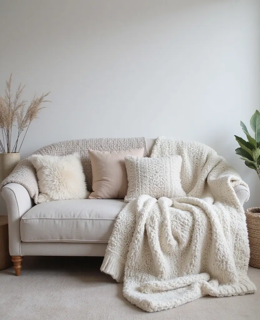 19 Scandinavian Christmas Decor Ideas for Your Living Room That'll Make You Feel All the Holiday Vibes! 2 19 Scandinavian Christmas Decor Ideas for Your Living Room That'll Make You Feel All the Holiday Vibes! - 1. Soft Textiles for Cozy Comfort