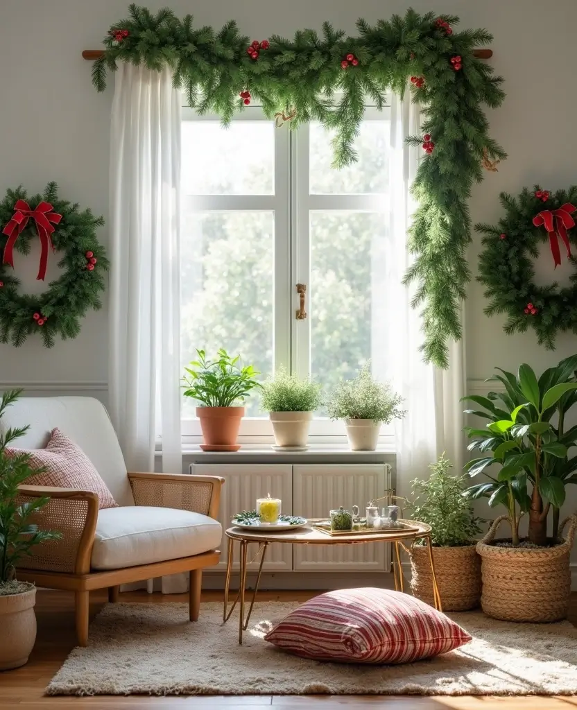 19 Scandinavian Christmas Decor Ideas for Your Living Room That'll Make You Feel All the Holiday Vibes! 44 19 Scandinavian Christmas Decor Ideas for Your Living Room That'll Make You Feel All the Holiday Vibes! - 7. Festive Greenery Accents