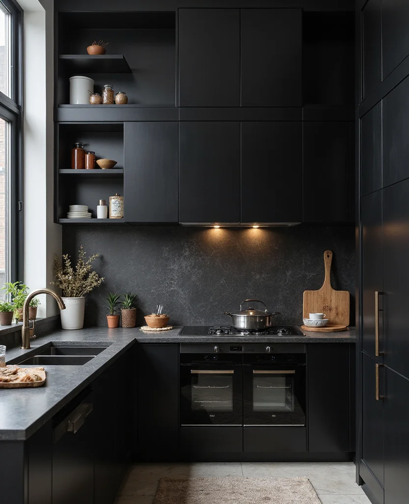 19 Space-Saving Black Kitchen Cabinet Ideas That Maximize Your Small Space (Wait Until You See #5!) - 10. Hidden Appliance Cabinets