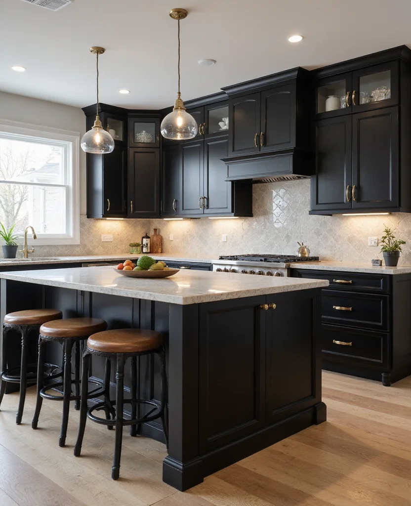 19 Space-Saving Black Kitchen Cabinet Ideas That Maximize Your Small Space (Wait Until You See #5!) - 3. Multi-Functional Island Storage