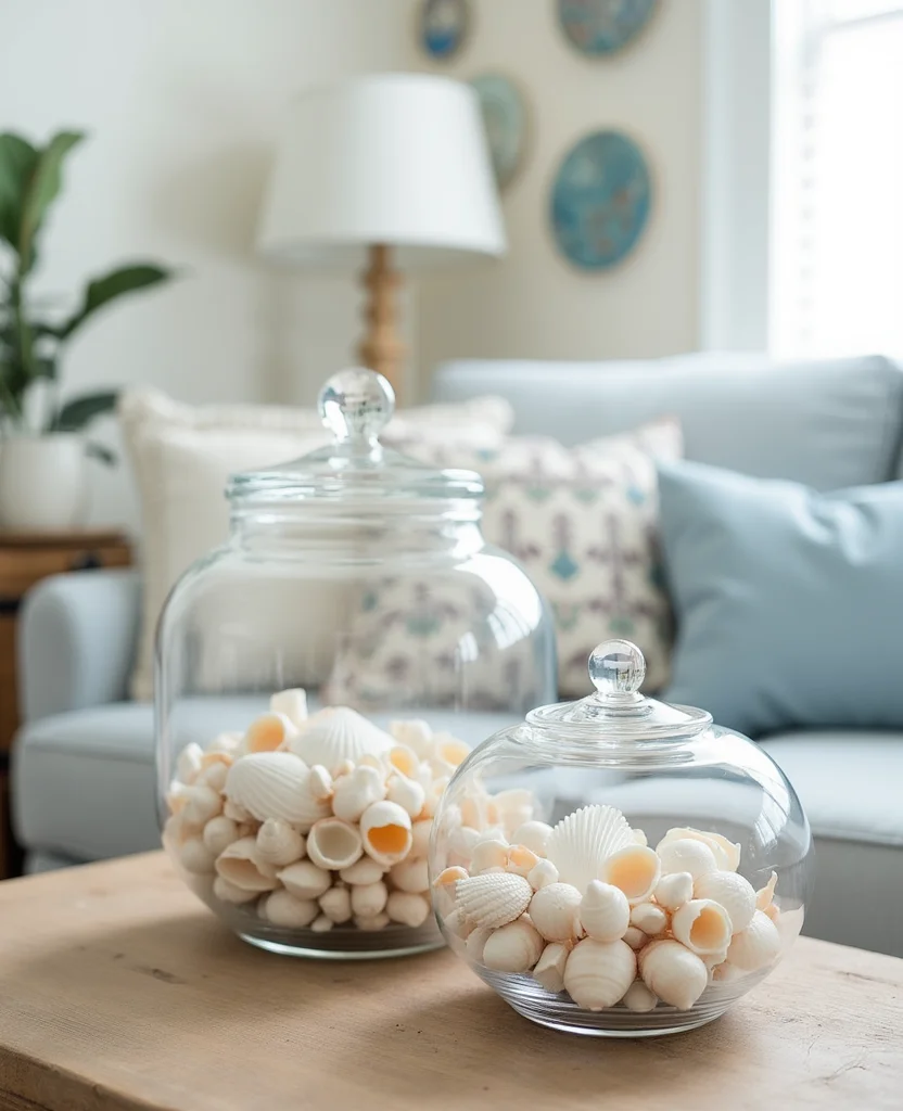 19 Stunning Cape Cod Living Room Decor Ideas You’ll Want to Steal Right Now! 60 19 Stunning Cape Cod Living Room Decor Ideas You’ll Want to Steal Right Now! - 9. Incorporate Seashells