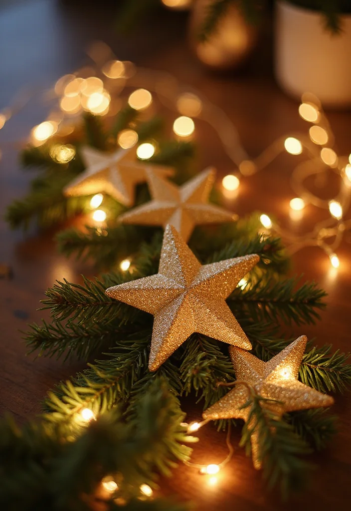 19 Stunning Christmas Garland Ideas That Will Transform Your Home This Holiday Season! - 15. Glitter and Gold Star Garland