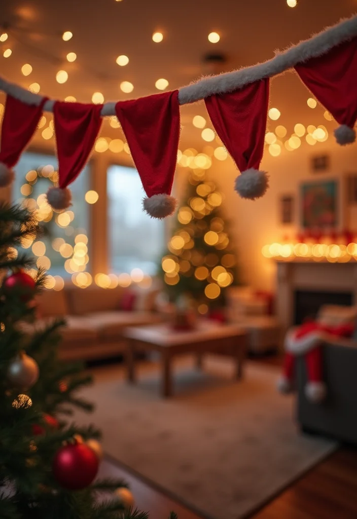 19 Stunning Christmas Garland Ideas That Will Transform Your Home This Holiday Season! - 18. Cheerful Santa Hat Garland