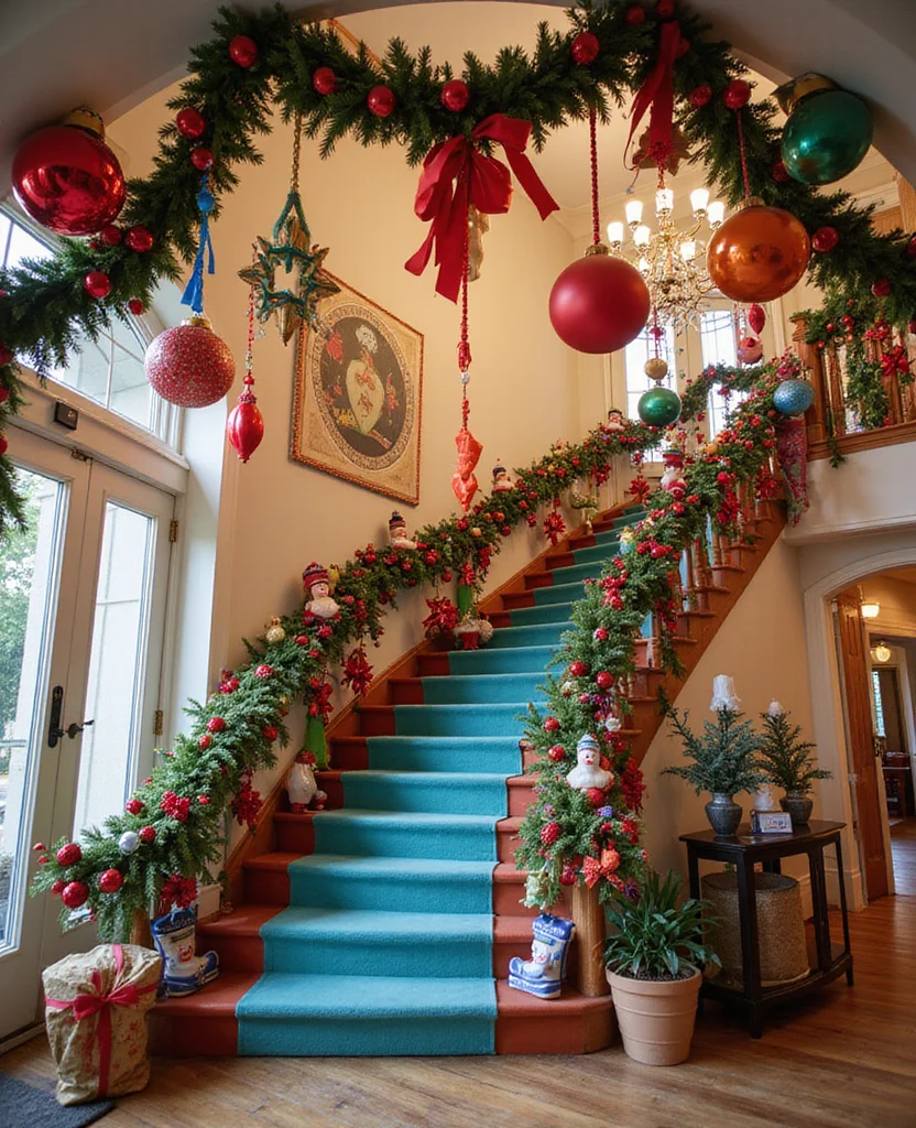 19 Stunning Christmas Staircase Ideas That'll Transform Your Home into a Winter Wonderland (You Won't Believe #7!) - 1. Whimsical Wonderland