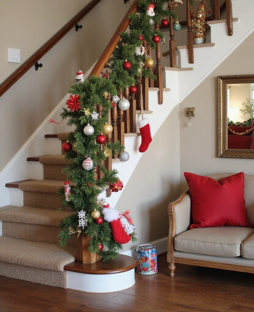 19 Stunning Christmas Staircase Ideas That'll Transform Your Home into a Winter Wonderland (You Won't Believe #7!) - 16. Handmade Touches