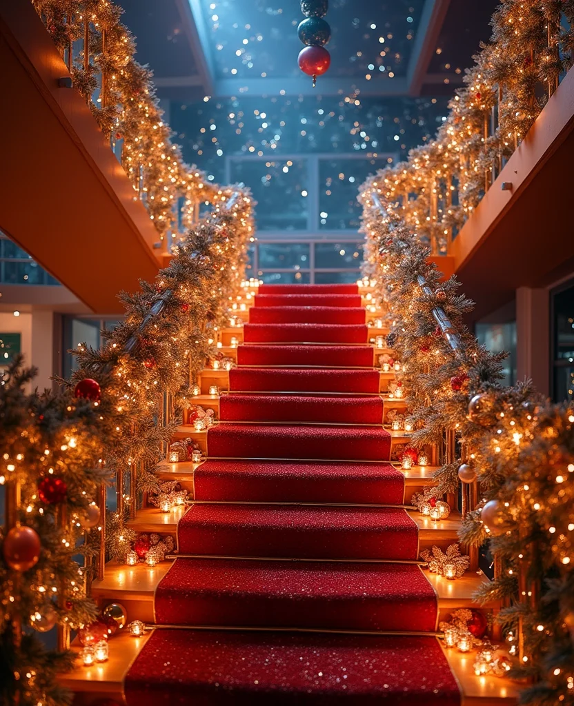 19 Stunning Christmas Staircase Ideas That'll Transform Your Home into a Winter Wonderland (You Won't Believe #7!) - 17. Glitter and Glamour