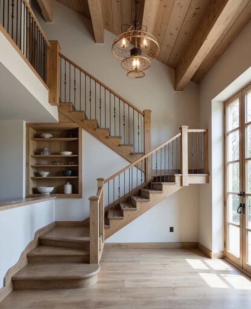 19 Stunning Christmas Staircase Ideas That'll Transform Your Home into a Winter Wonderland (You Won't Believe #7!) - 18. Nature’s Best – Rustic Meets Modern