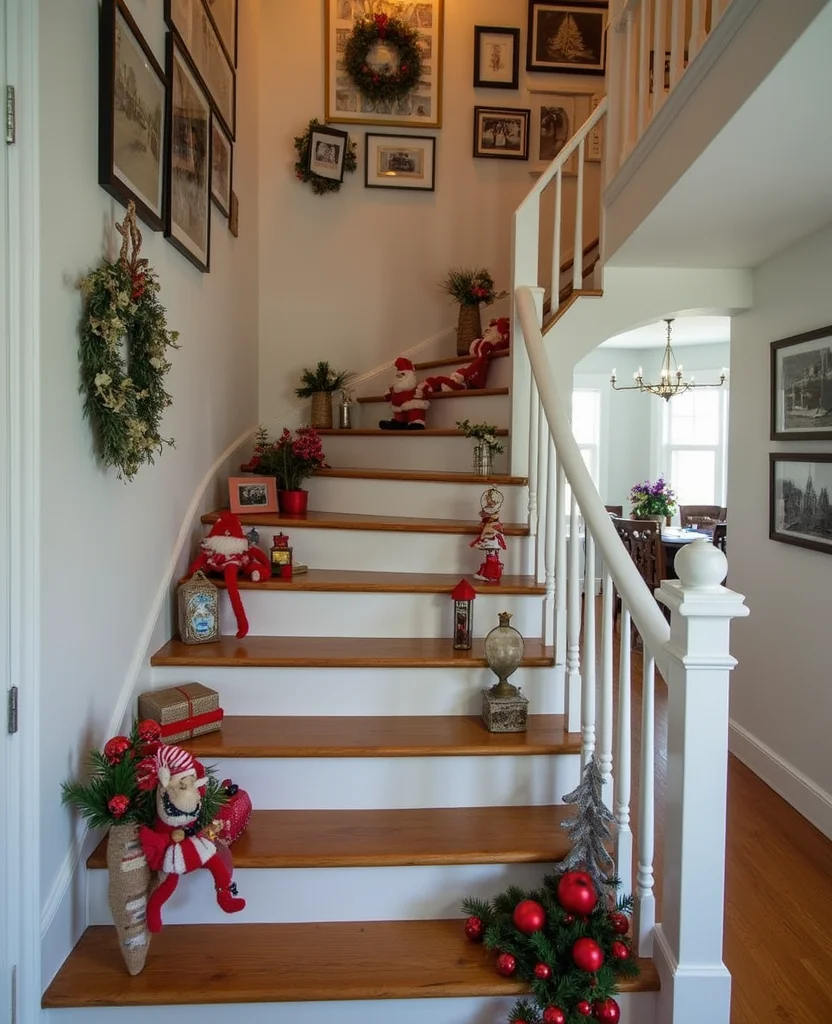 19 Stunning Christmas Staircase Ideas That'll Transform Your Home into a Winter Wonderland (You Won't Believe #7!) - 19. Festive Flair with Personal Memories