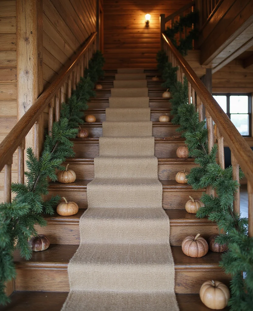19 Stunning Christmas Staircase Ideas That'll Transform Your Home into a Winter Wonderland (You Won't Believe #7!) - 3. Rustic Cabin Charm