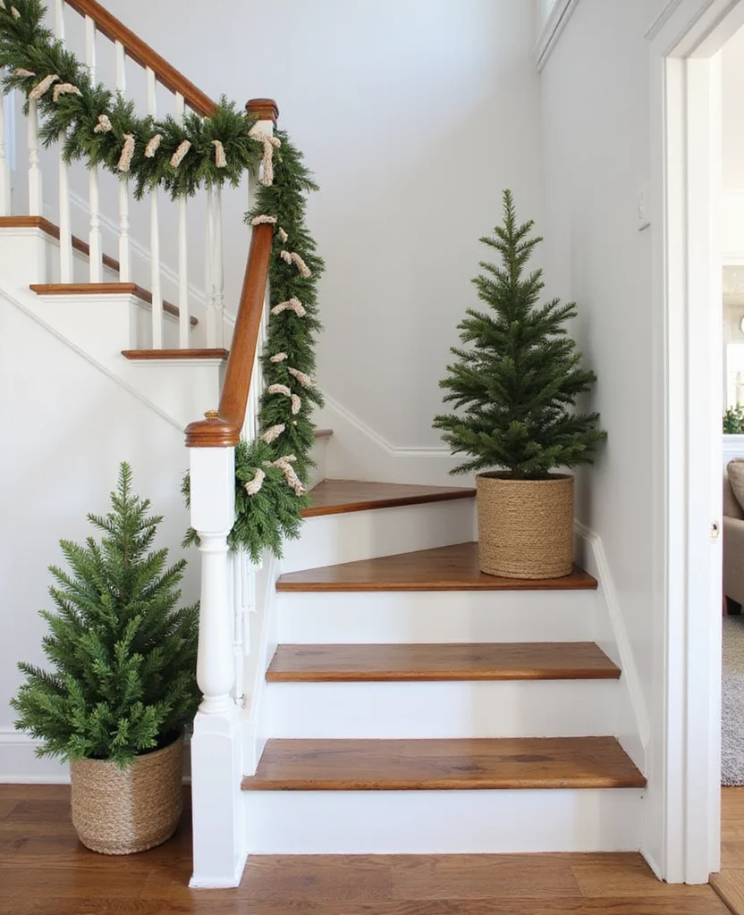 19 Stunning Christmas Staircase Ideas That'll Transform Your Home into a Winter Wonderland (You Won't Believe #7!) - 5. Farmhouse Chic