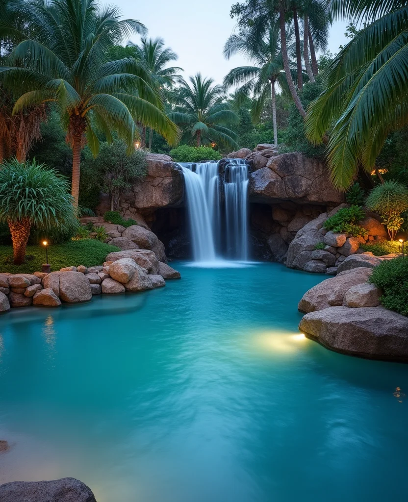 19 Stunning Lagoon Pool Backyard Ideas That'll Transform Your Yard into a Tropical Paradise! - 1. Tropical Oasis with Waterfall