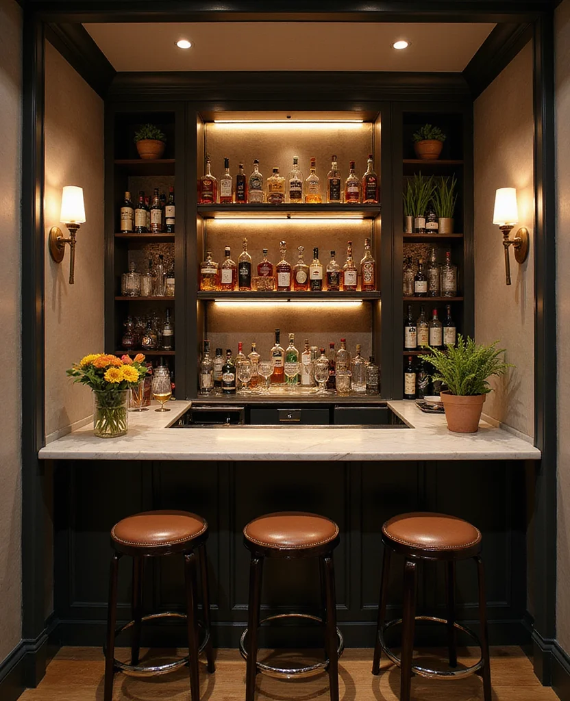 19 Stunning Living Room Alcove Ideas That'll Transform Your Space into a Cozy Retreat! 81 19 Stunning Living Room Alcove Ideas That'll Transform Your Space into a Cozy Retreat! - 12. The Stylish Bar Alcove