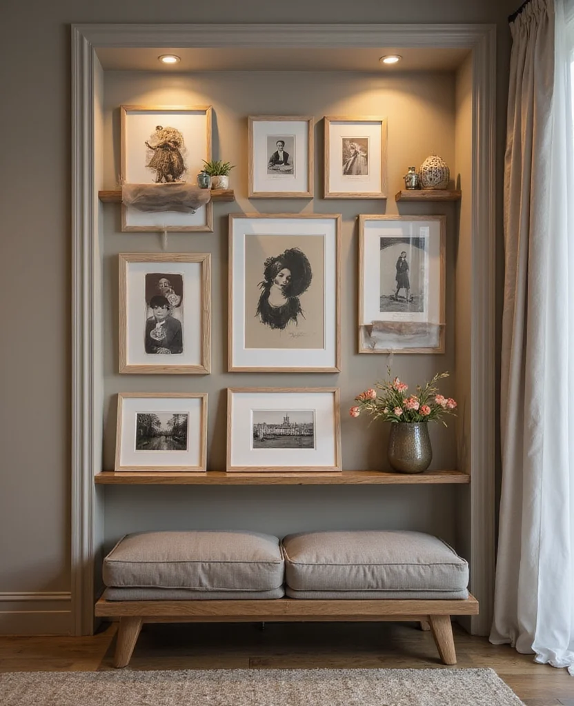 19 Stunning Living Room Alcove Ideas That'll Transform Your Space into a Cozy Retreat! 16 19 Stunning Living Room Alcove Ideas That'll Transform Your Space into a Cozy Retreat! - 3. The Gallery Wall Alcove