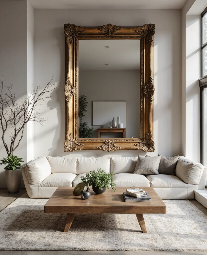19 Stunning Living Room Mirror Decoration Ideas That Will Transform Your Space! 67 19 Stunning Living Room Mirror Decoration Ideas That Will Transform Your Space! - 10. Statement Mirror Frames