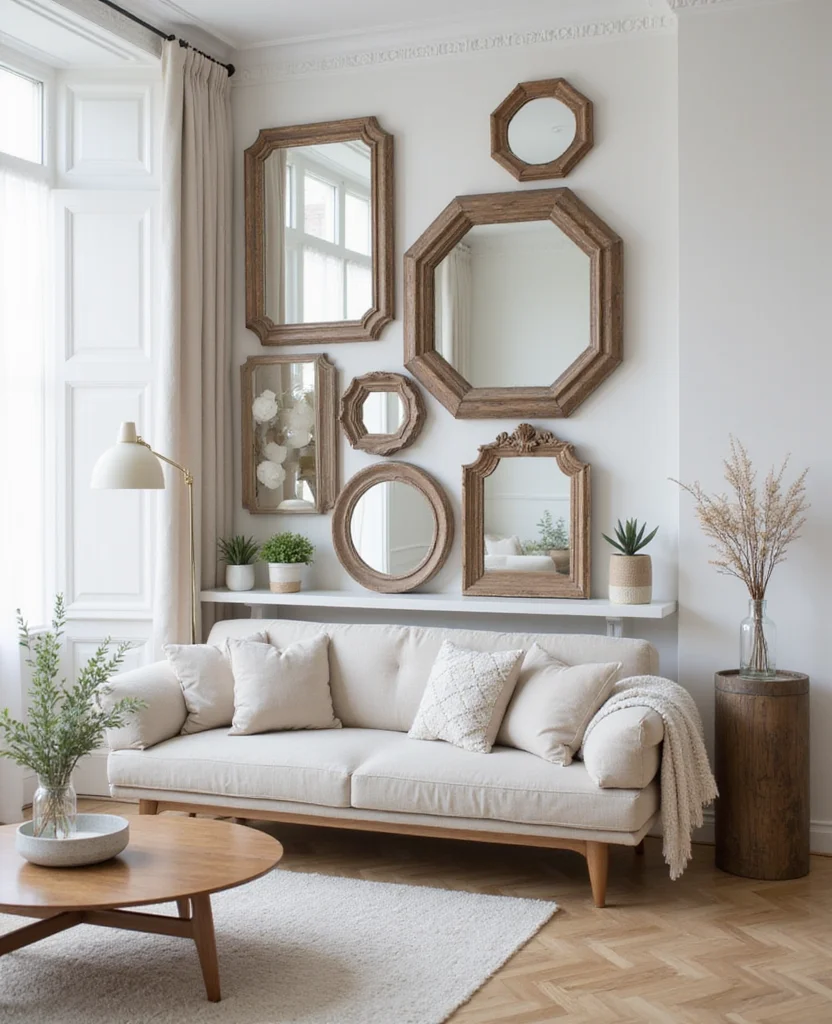 19 Stunning Living Room Mirror Decoration Ideas That Will Transform Your Space! 93 19 Stunning Living Room Mirror Decoration Ideas That Will Transform Your Space! - 14. Layered Mirrors