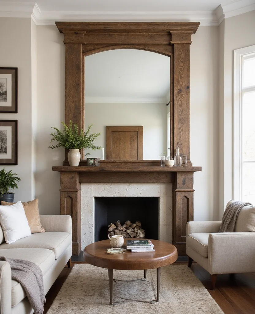 19 Stunning Living Room Mirror Decoration Ideas That Will Transform Your Space! 37 19 Stunning Living Room Mirror Decoration Ideas That Will Transform Your Space! - 6. Rustic Charm