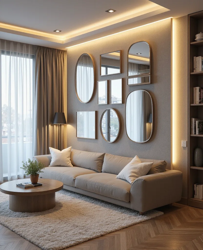 19 Stunning Living Room Mirror Decoration Ideas That Will Transform Your Space! 51 19 Stunning Living Room Mirror Decoration Ideas That Will Transform Your Space! - 8. Floating Mirrors