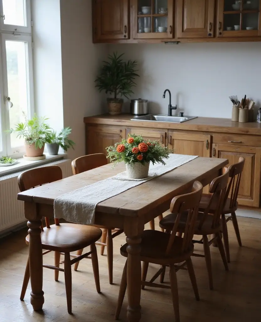 19 Stunning Primitive Kitchen Decor Ideas That Will Make You Want to Recreate Your Space! 81 19 Stunning Primitive Kitchen Decor Ideas That Will Make You Want to Recreate Your Space! - 12. Rustic Dining Table