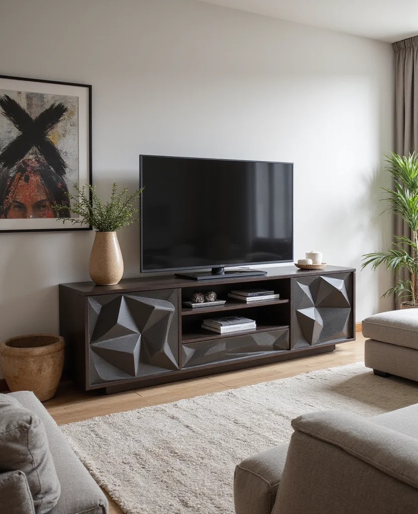 19 Stunning TV Cabinets for Your Living Room Makeover (You Won't Believe #7!) - 18. Geometric Designs