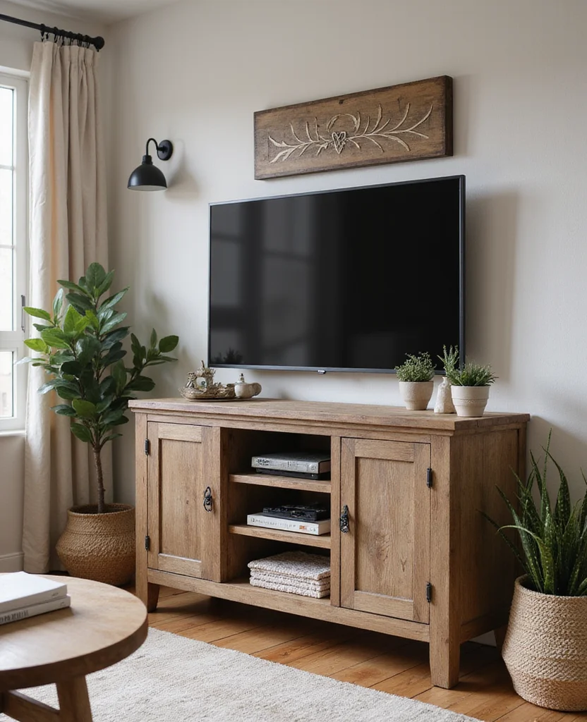19 Stunning TV Cabinets for Your Living Room Makeover (You Won't Believe #7!) - 3. Rustic Farmhouse Charm