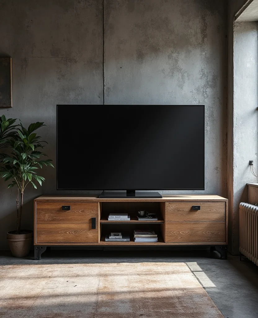 19 Stunning TV Cabinets for Your Living Room Makeover (You Won't Believe #7!) - 6. Industrial Chic