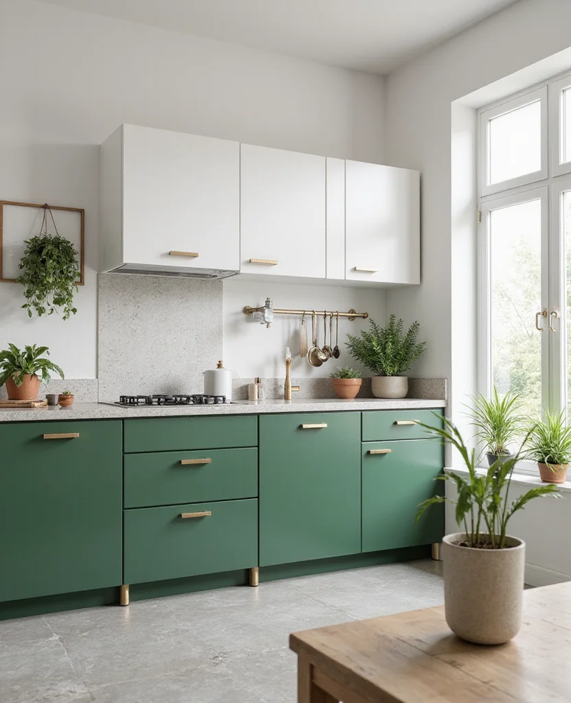 19 Stunning Two-Tone Kitchen Cabinet Ideas That Will Transform Your Space (Wait Until You See #12!) - 10. Contemporary Green and White