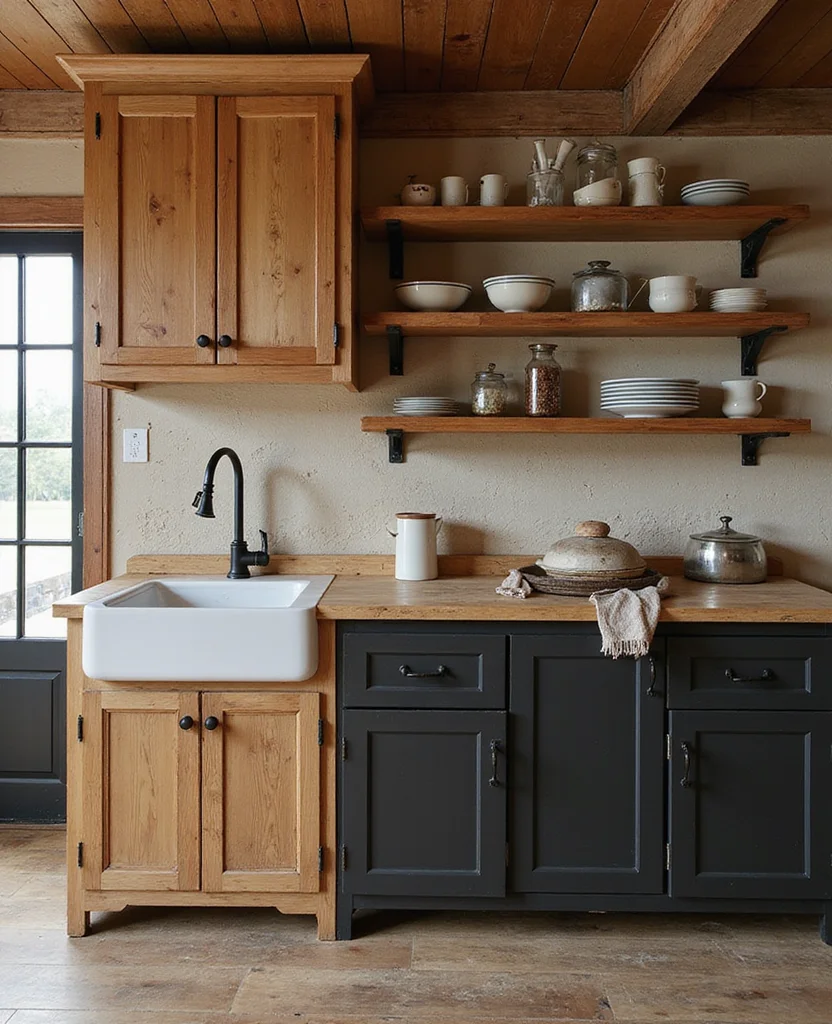 19 Stunning Two-Tone Kitchen Cabinet Ideas That Will Transform Your Space (Wait Until You See #12!) - 5. Rustic Charm with Two Shades of Wood