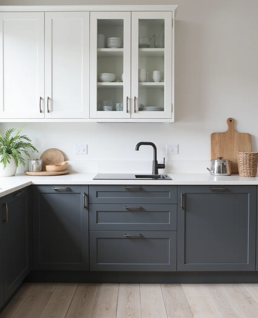 19 Stunning Two-Tone Kitchen Cabinet Ideas That Will Transform Your Space (Wait Until You See #12!) - 7. Elegant Charcoal and White