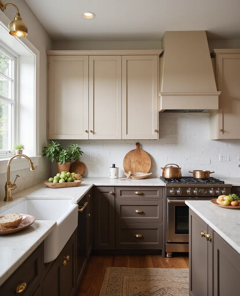 19 Stunning Two-Tone Kitchen Cabinet Ideas That Will Transform Your Space (Wait Until You See #12!) - 9. Mocha and Almond Dream