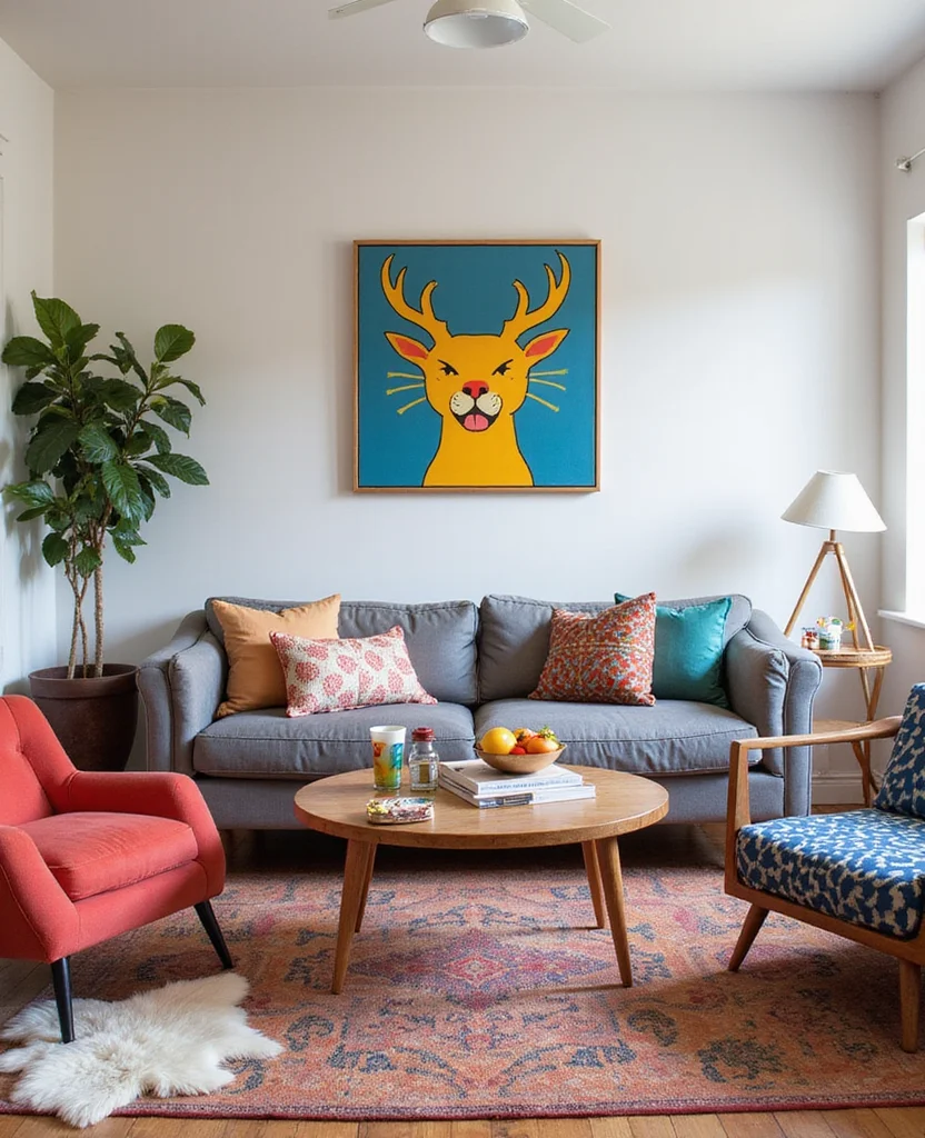 19 Trendy Modern Rustic Living Room Ideas That Are Totally In Right Now! - 19. Playful Decor Accents