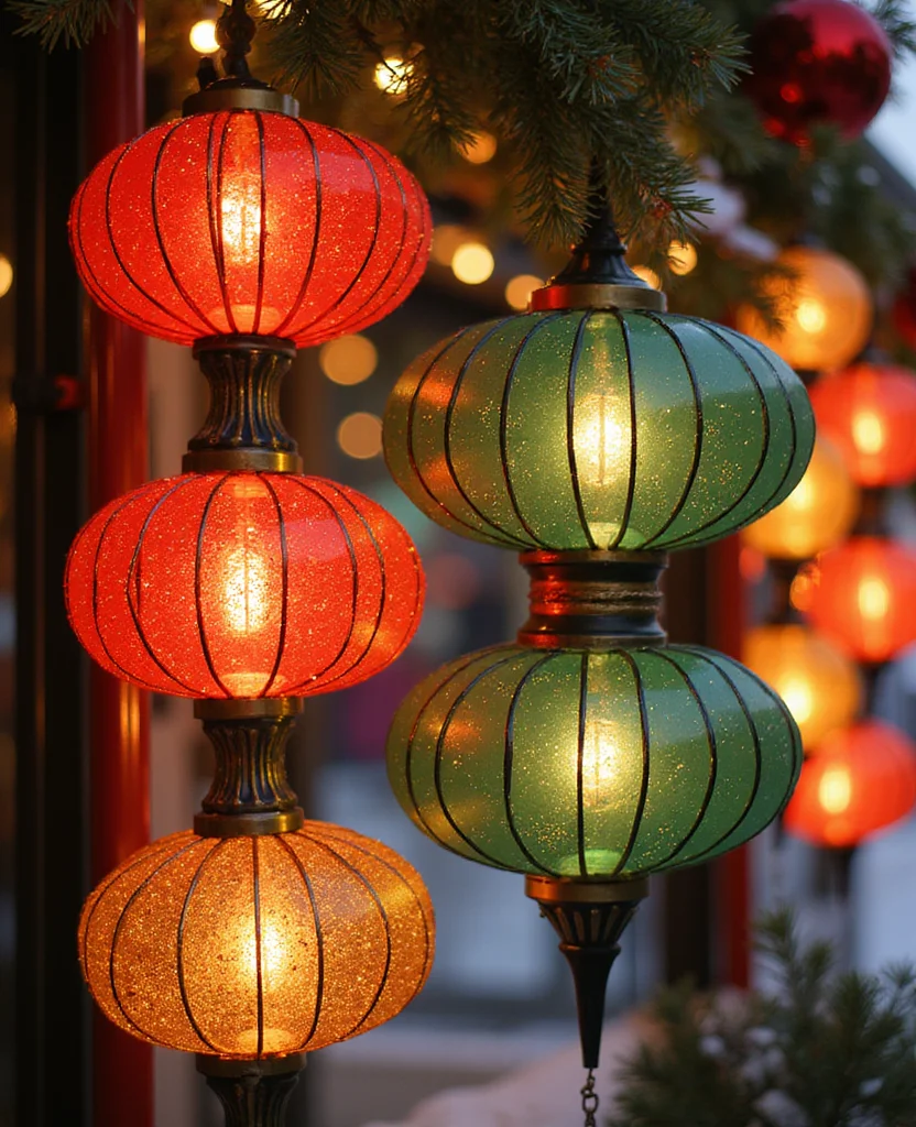 25 Stunning Christmas Lantern Decor Ideas to Light Up Your Winter Nights (Wait Until You See #12!) - 13. Lanterns with Seasonal Colors