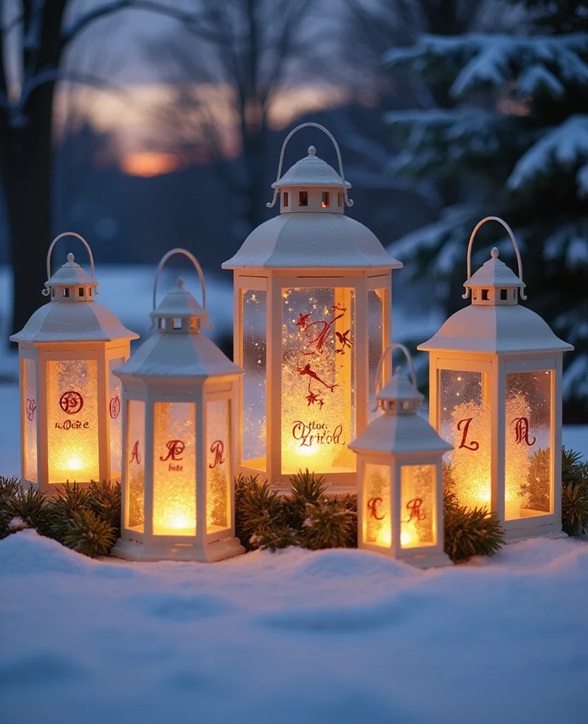 25 Stunning Christmas Lantern Decor Ideas to Light Up Your Winter Nights (Wait Until You See #12!) - 15. Lanterns with Personalized Touches