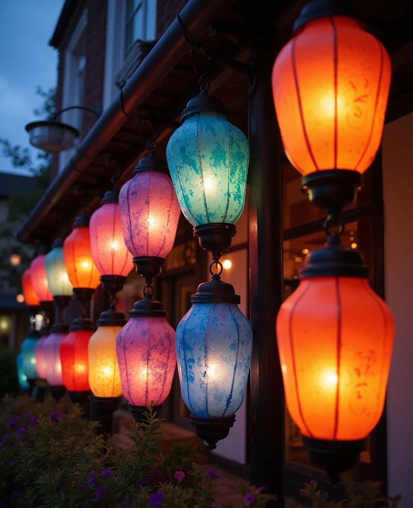 25 Stunning Christmas Lantern Decor Ideas to Light Up Your Winter Nights (Wait Until You See #12!) - 21. Lanterns with Color-Changing Lights