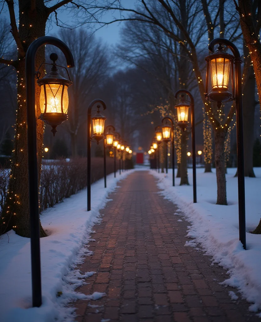 25 Stunning Christmas Lantern Decor Ideas to Light Up Your Winter Nights (Wait Until You See #12!) - 4. Lanterns on Shepherd's Hooks