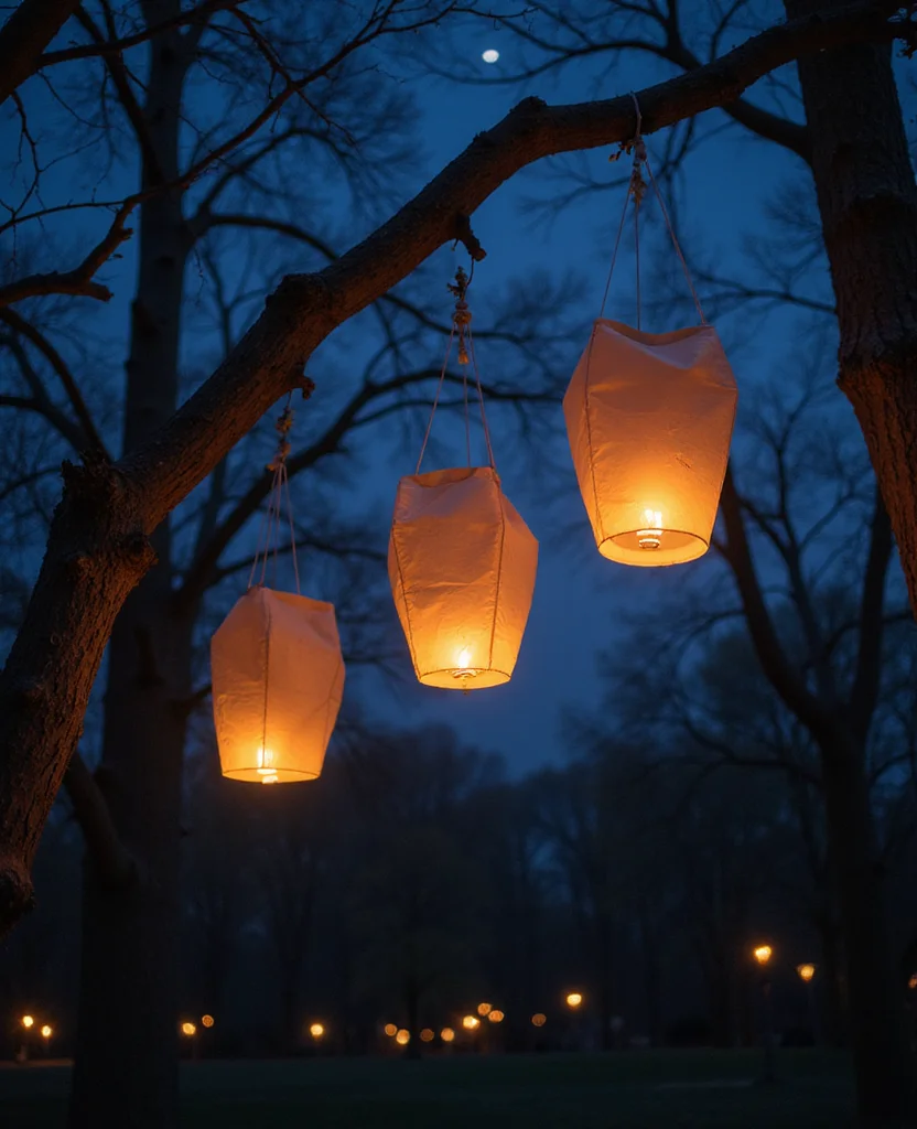 25 Stunning Christmas Lantern Decor Ideas to Light Up Your Winter Nights (Wait Until You See #12!) - 5. Hanging Lanterns from Tree Branches