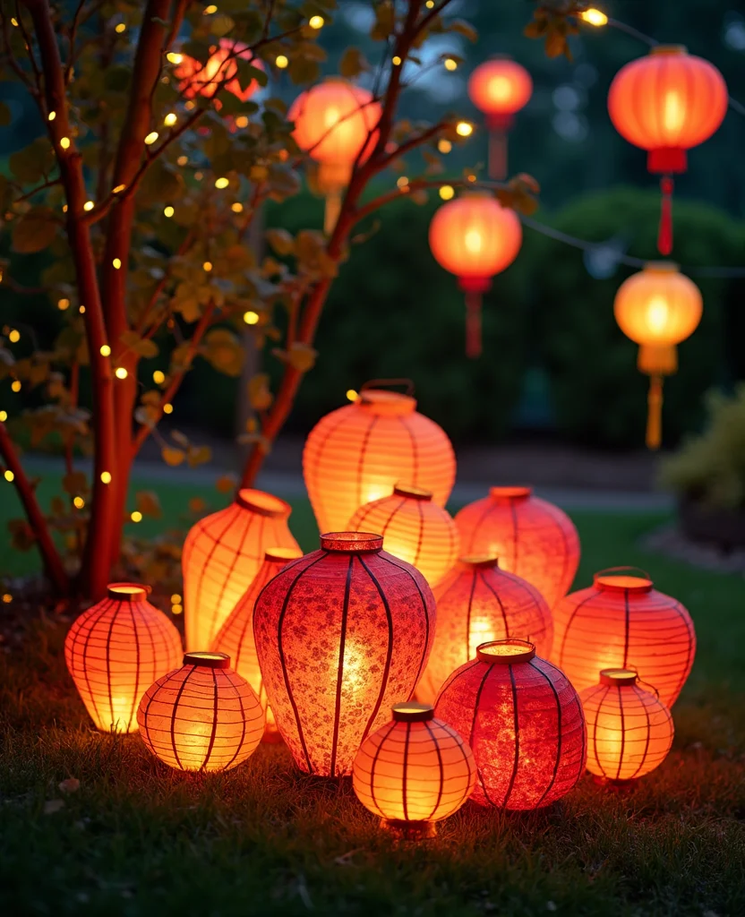 25 Stunning Christmas Lantern Decor Ideas to Light Up Your Winter Nights (Wait Until You See #12!) - 7. Colorful Lanterns for a Playful Touch