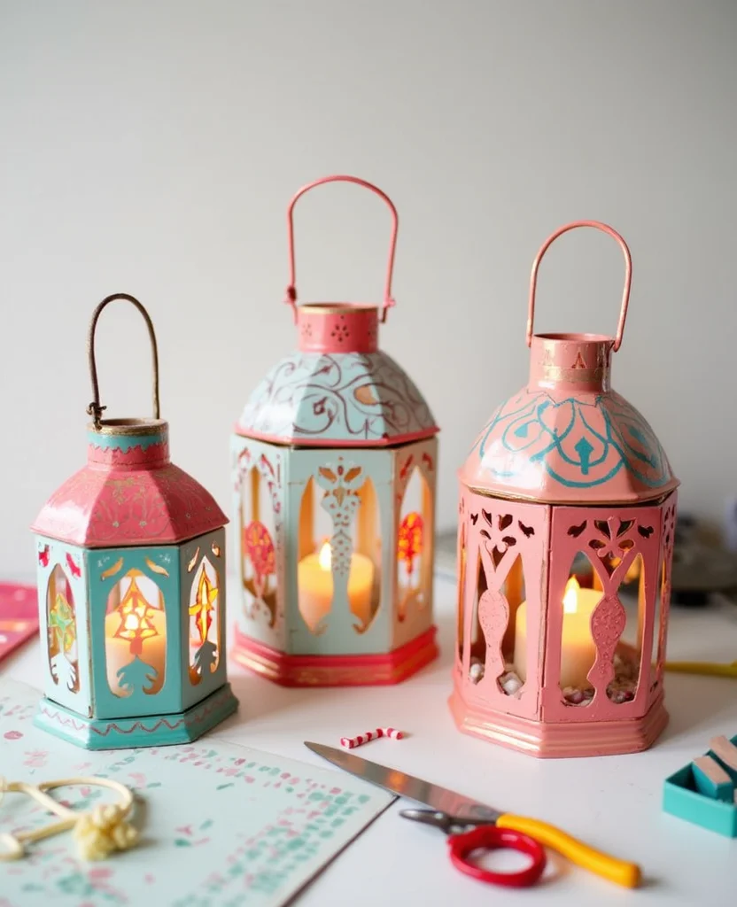 25 Stunning Christmas Lantern Decor Ideas to Light Up Your Winter Nights (Wait Until You See #12!) - 8. DIY Painted Lanterns