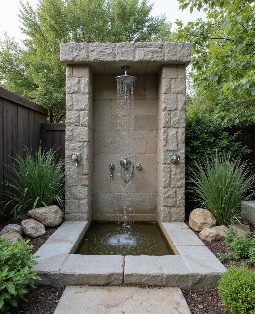 Create Your Zen: 19 Hippie Backyard Ideas for the Ultimate Chill Zone! - 15. Outdoor Shower Oasis