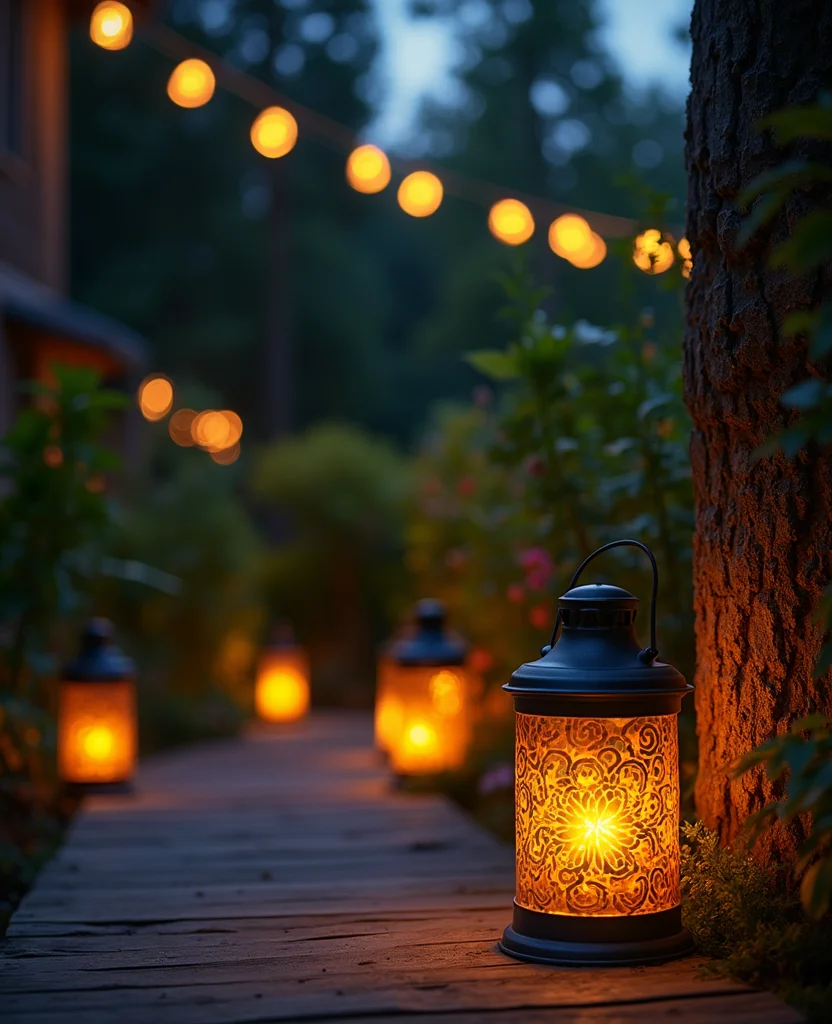 Create Your Zen: 19 Hippie Backyard Ideas for the Ultimate Chill Zone! - 17. Eco-Friendly Lighting