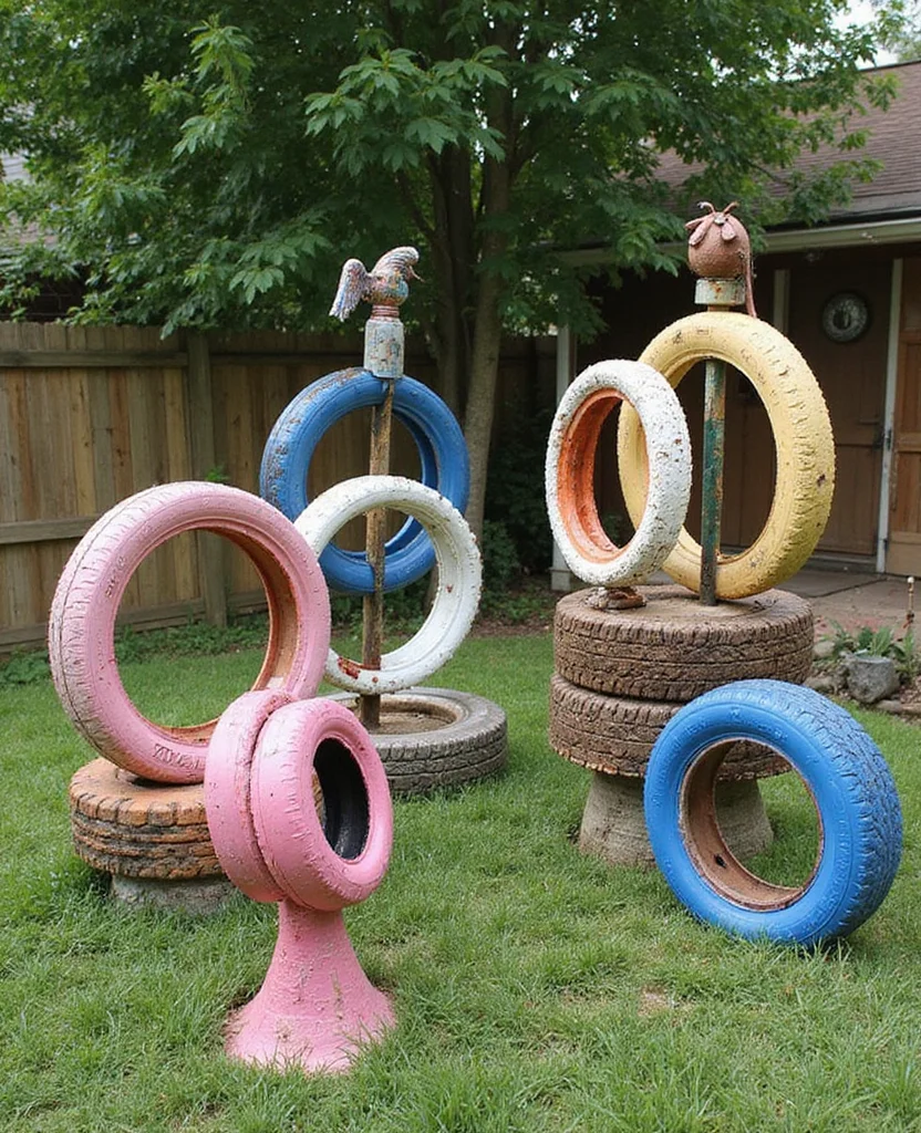 Create Your Zen: 19 Hippie Backyard Ideas for the Ultimate Chill Zone! - 9. Recycled Garden Art