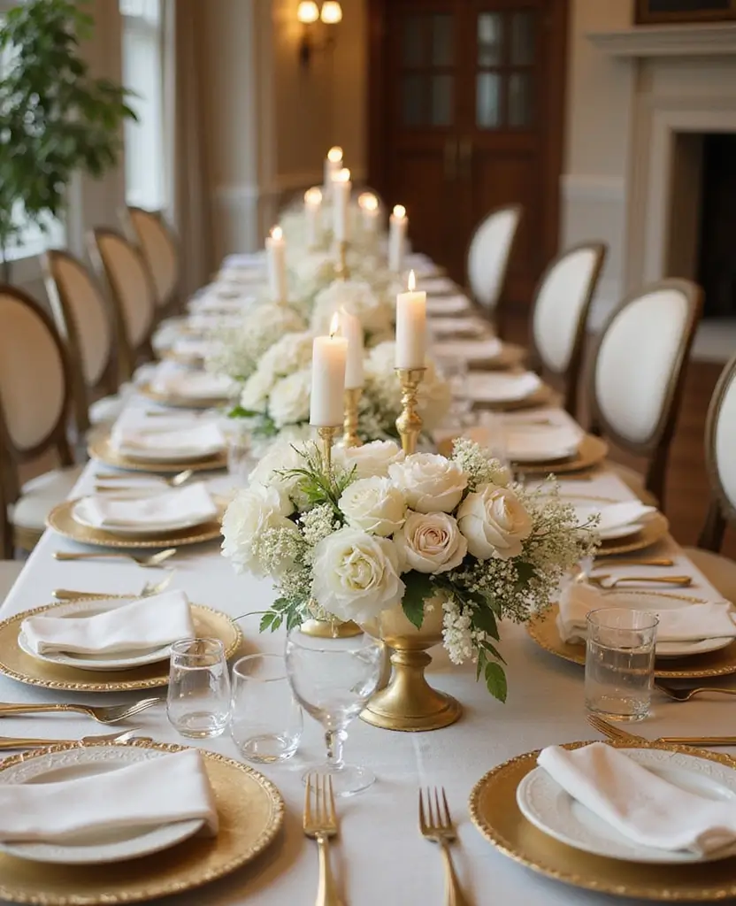 Create the Perfect Ambiance: 15 Gold and White New Year Home Styling Ideas! 90 Create the Perfect Ambiance: 15 Gold and White New Year Home Styling Ideas! - 13. Gold and White Themed Centerpieces