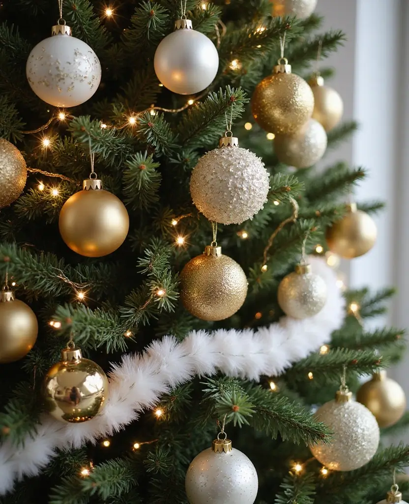 Create the Perfect Ambiance: 15 Gold and White New Year Home Styling Ideas! 9 Create the Perfect Ambiance: 15 Gold and White New Year Home Styling Ideas! - 2. Sparkling Gold Accents on the Tree