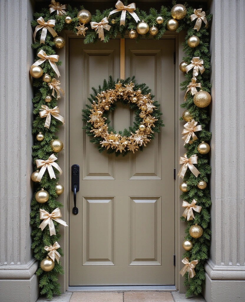 Create the Perfect Ambiance: 15 Gold and White New Year Home Styling Ideas! 30 Create the Perfect Ambiance: 15 Gold and White New Year Home Styling Ideas! - 5. A Luxurious Gold and White Wreath