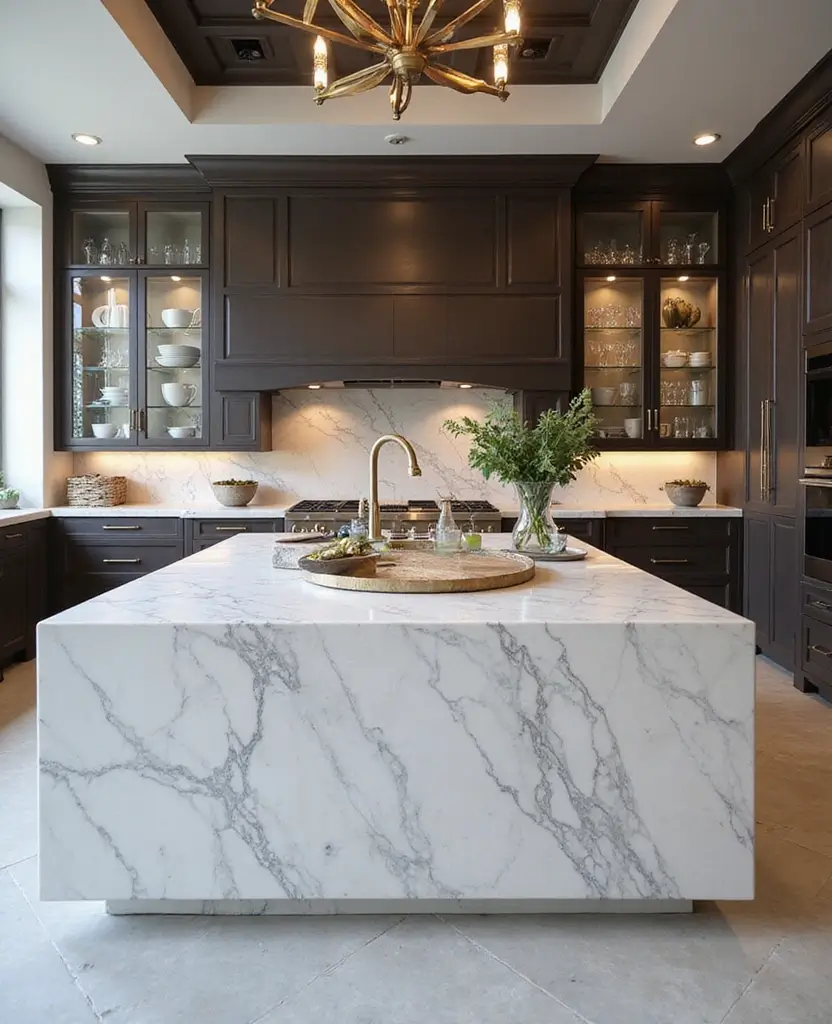 Discover 19 Kitchen Island Designs That Combine Style and Practicality! - 10. Elegant Marble Island