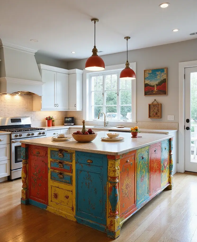 Discover 19 Kitchen Island Designs That Combine Style and Practicality! - 16. Artistic Touch