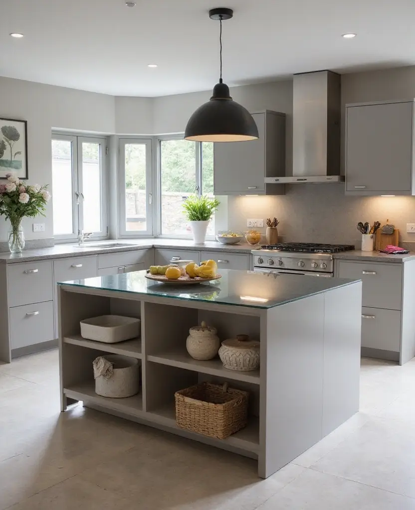 Discover 19 Kitchen Island Designs That Combine Style and Practicality! - 18. Elegant Glass Top