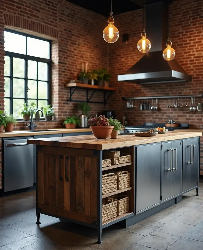 Discover 19 Kitchen Island Designs That Combine Style and Practicality! - 5. Industrial Chic