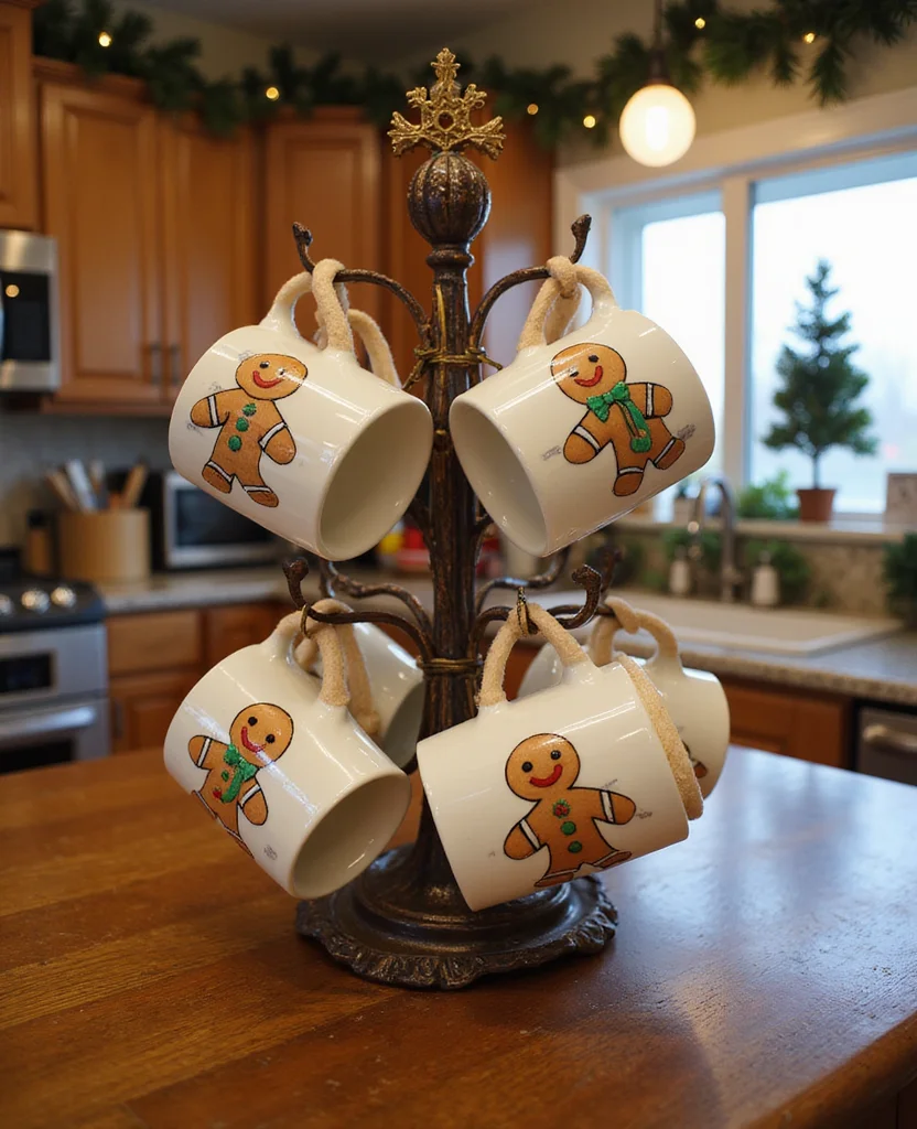 Get Creative: 19 Fun Gingerbread Kitchen Ideas You Never Knew You Needed! - 13. Gingerbread Mug Collection