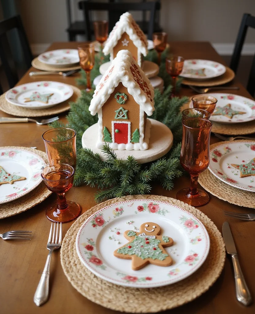 Get Creative: 19 Fun Gingerbread Kitchen Ideas You Never Knew You Needed! - 7. Gingerbread Table Setting